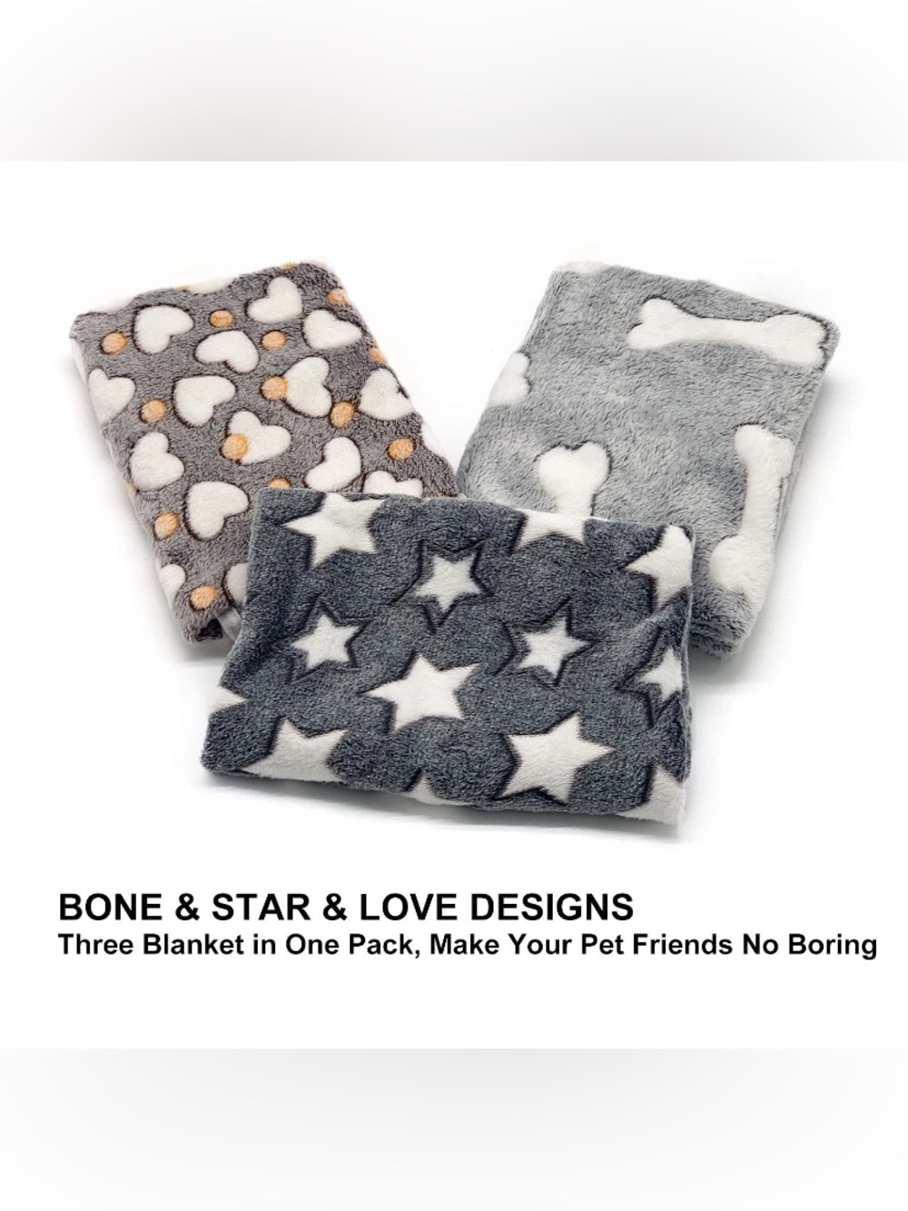 🐶 23” X 15” Plush Pet Blanket Boxed Set of 3 🐈